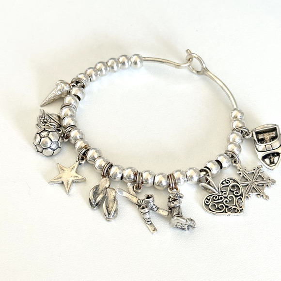 925 Sterling Silver Vintage Loaded Charm Ladies Bracelet With 10 Charms 7" - Picture 3 of 8